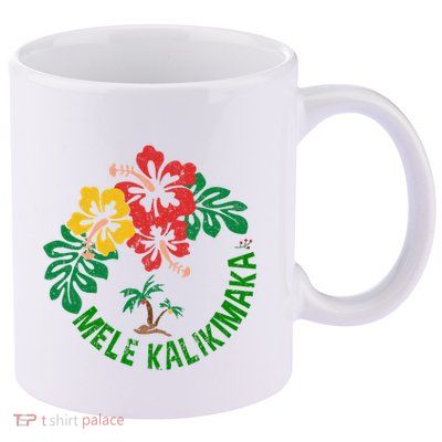 Mele Kalikimaka Tropical Christmas Hawaiian Xmas 11oz C Handle Ceramic Mug