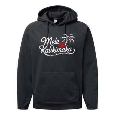 Mele Kalikimaka Tropical Christmas Hawaiian Xmas Gift Performance Fleece Hoodie