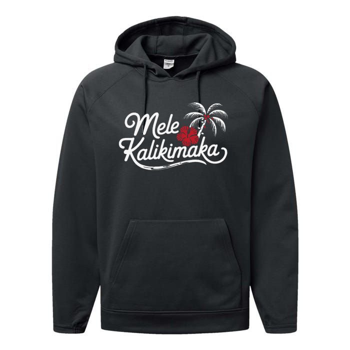 Mele Kalikimaka Tropical Christmas Hawaiian Xmas Gift Performance Fleece Hoodie