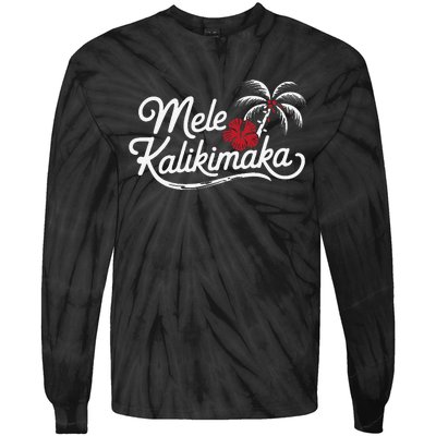 Mele Kalikimaka Tropical Christmas Hawaiian Xmas Gift Tie-Dye Long Sleeve Shirt