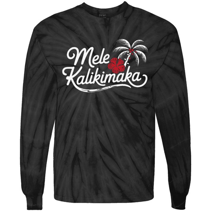 Mele Kalikimaka Tropical Christmas Hawaiian Xmas Gift Tie-Dye Long Sleeve Shirt