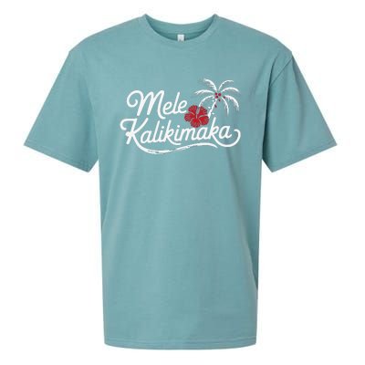 Mele Kalikimaka Tropical Christmas Hawaiian Xmas Gift Sueded Cloud Jersey T-Shirt