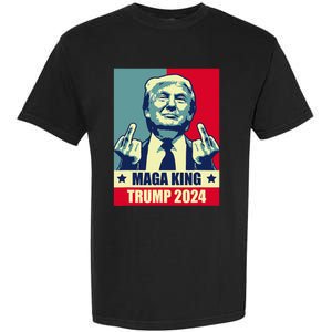 Maga King Trump 2024 Usa Trump Flipping Off American Flag Garment-Dyed Heavyweight T-Shirt