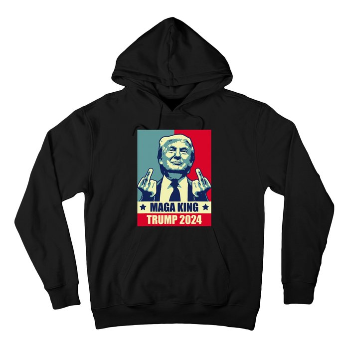 Maga King Trump 2024 Usa Trump Flipping Off American Flag Hoodie