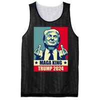 Maga King Trump 2024 Usa Trump Flipping Off American Flag Mesh Reversible Basketball Jersey Tank