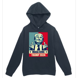 Maga King Trump 2024 Usa Trump Flipping Off American Flag Urban Pullover Hoodie