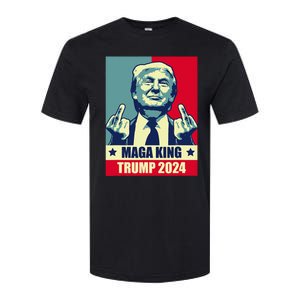 Maga King Trump 2024 Usa Trump Flipping Off American Flag Softstyle CVC T-Shirt