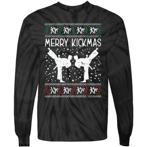 Merry Kickmas Ugly Christmas Karate Jiu Jitsu Martial Gift Tie-Dye Long Sleeve Shirt