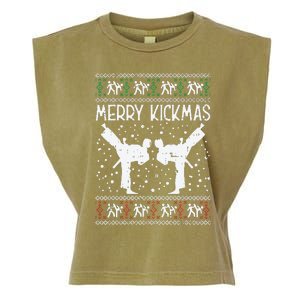 Merry Kickmas Ugly Christmas Karate Jiu Jitsu Martial Gift Garment-Dyed Women's Muscle Tee