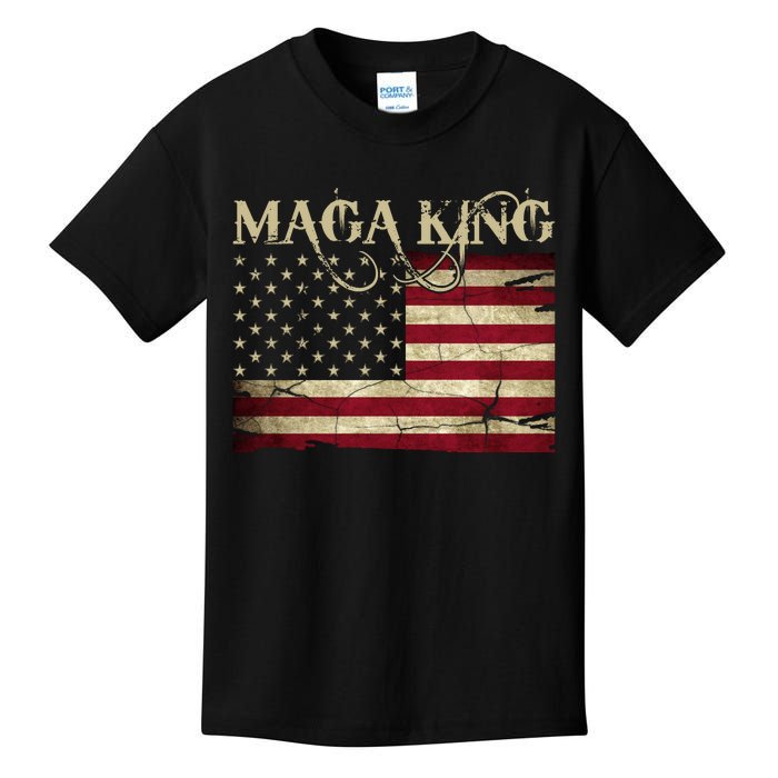 Maga King United States Vintage Flag Kids T-Shirt