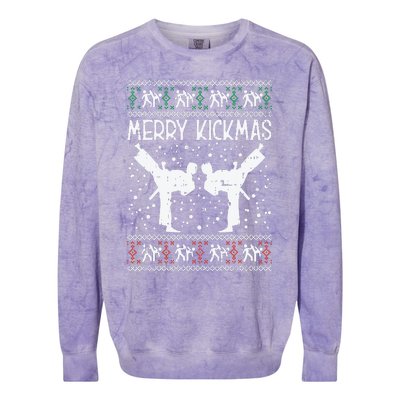 Merry Kickmas Ugly Christmas Karate Jiu Jitsu Martial Gift Colorblast Crewneck Sweatshirt