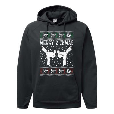 Merry Kickmas Ugly Christmas Karate Jiu Jitsu Martial Gift Performance Fleece Hoodie