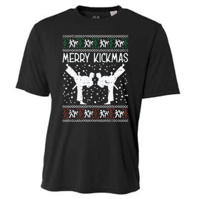 Merry Kickmas Ugly Christmas Karate Jiu Jitsu Martial Gift Cooling Performance Crew T-Shirt