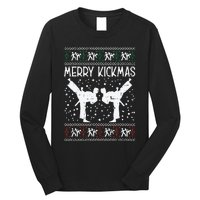 Merry Kickmas Ugly Christmas Karate Jiu Jitsu Martial Gift Long Sleeve Shirt