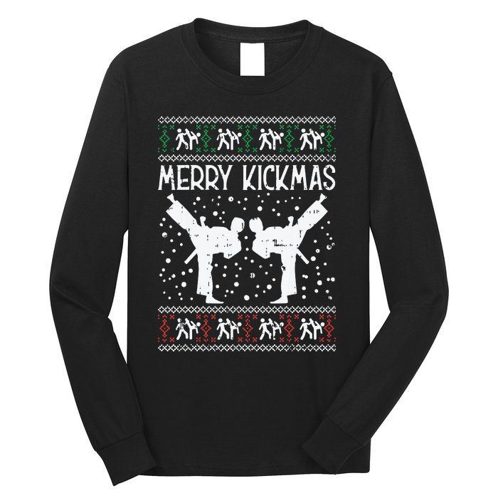 Merry Kickmas Ugly Christmas Karate Jiu Jitsu Martial Gift Long Sleeve Shirt