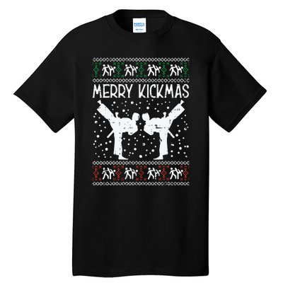 Merry Kickmas Ugly Christmas Karate Jiu Jitsu Martial Gift Tall T-Shirt