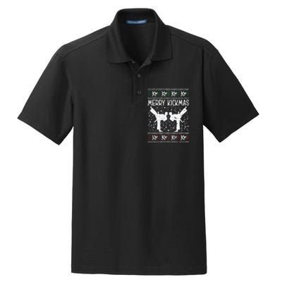 Merry Kickmas Ugly Christmas Karate Jiu Jitsu Martial Gift Dry Zone Grid Polo