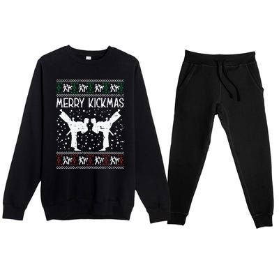 Merry Kickmas Ugly Christmas Karate Jiu Jitsu Martial Gift Premium Crewneck Sweatsuit Set