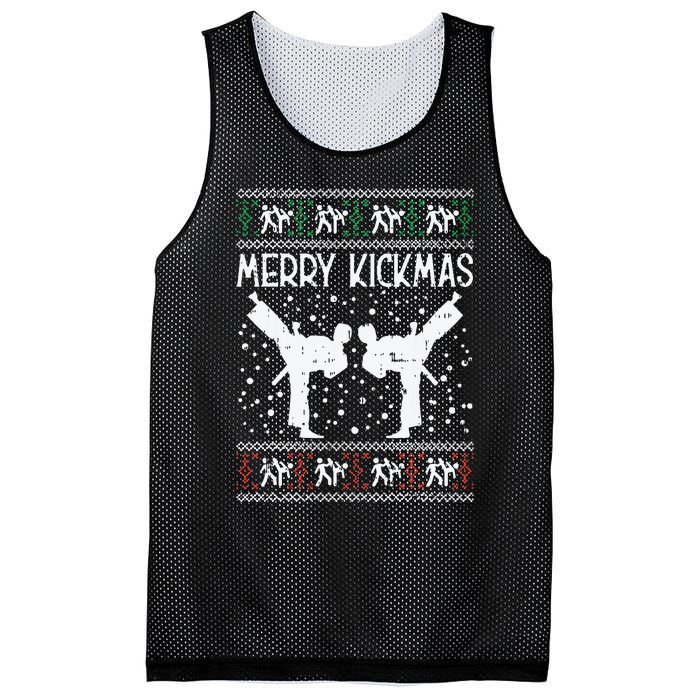 Merry Kickmas Ugly Christmas Karate Jiu Jitsu Martial Gift Mesh Reversible Basketball Jersey Tank