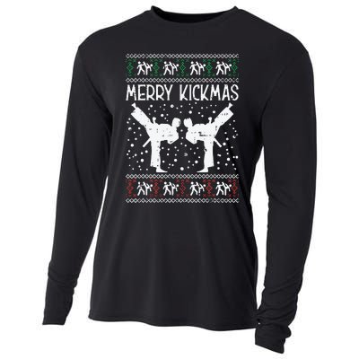 Merry Kickmas Ugly Christmas Karate Jiu Jitsu Martial Gift Cooling Performance Long Sleeve Crew