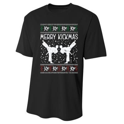 Merry Kickmas Ugly Christmas Karate Jiu Jitsu Martial Gift Performance Sprint T-Shirt