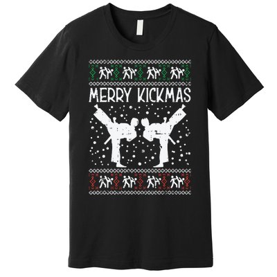 Merry Kickmas Ugly Christmas Karate Jiu Jitsu Martial Gift Premium T-Shirt