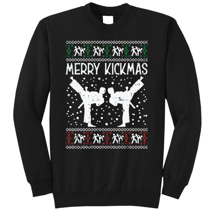 Merry Kickmas Ugly Christmas Karate Jiu Jitsu Martial Gift Tall Sweatshirt