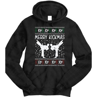 Merry Kickmas Ugly Christmas Karate Jiu Jitsu Martial Gift Tie Dye Hoodie