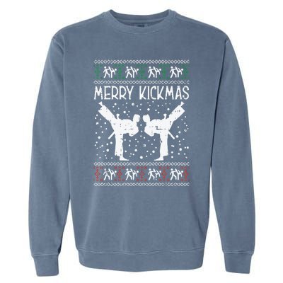 Merry Kickmas Ugly Christmas Karate Jiu Jitsu Martial Gift Garment-Dyed Sweatshirt