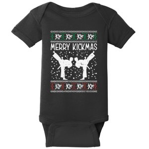 Merry Kickmas Ugly Christmas Karate Jiu Jitsu Martial Baby Bodysuit