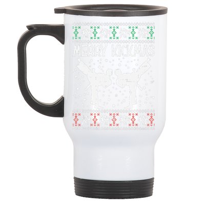 Merry Kickmas Ugly Christmas Karate Jiu Jitsu Martial Stainless Steel Travel Mug