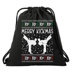 Merry Kickmas Ugly Christmas Karate Jiu Jitsu Martial Gift Drawstring Bag