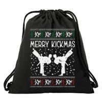 Merry Kickmas Ugly Christmas Karate Jiu Jitsu Martial Gift Drawstring Bag