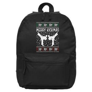 Merry Kickmas Ugly Christmas Karate Jiu Jitsu Martial Gift 16 in Basic Backpack