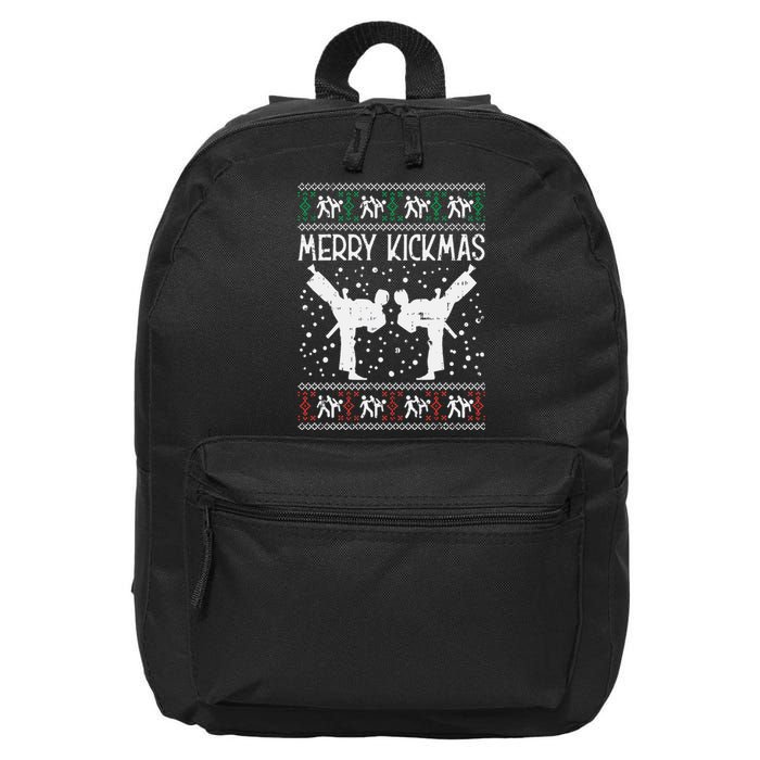 Merry Kickmas Ugly Christmas Karate Jiu Jitsu Martial Gift 16 in Basic Backpack