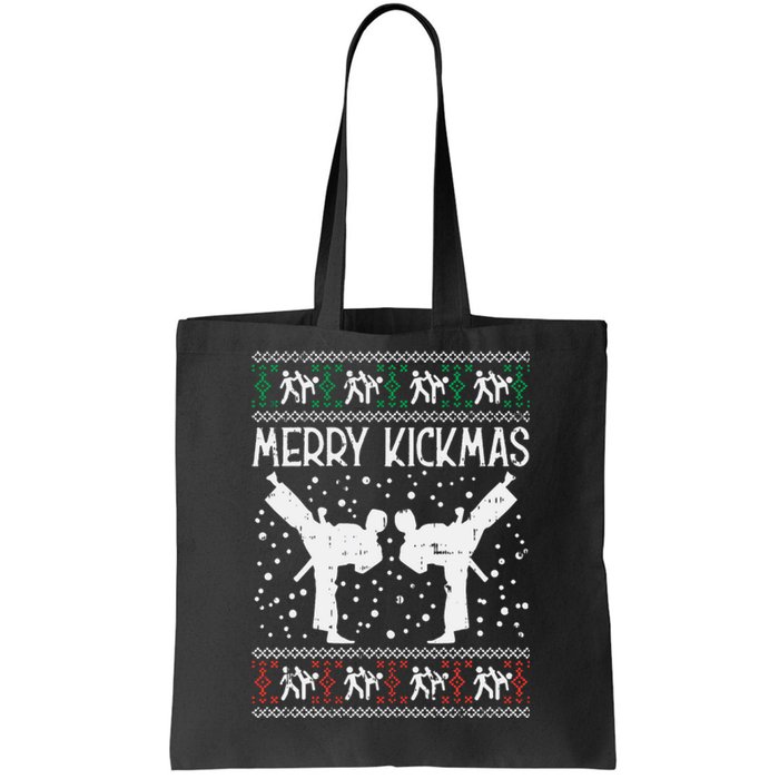 Merry Kickmas Ugly Christmas Karate Jiu Jitsu Martial Gift Tote Bag