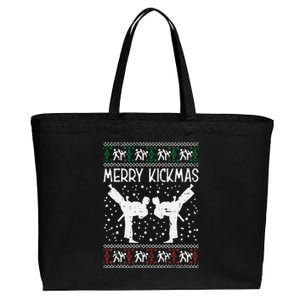 Merry Kickmas Ugly Christmas Karate Jiu Jitsu Martial Gift Cotton Canvas Jumbo Tote