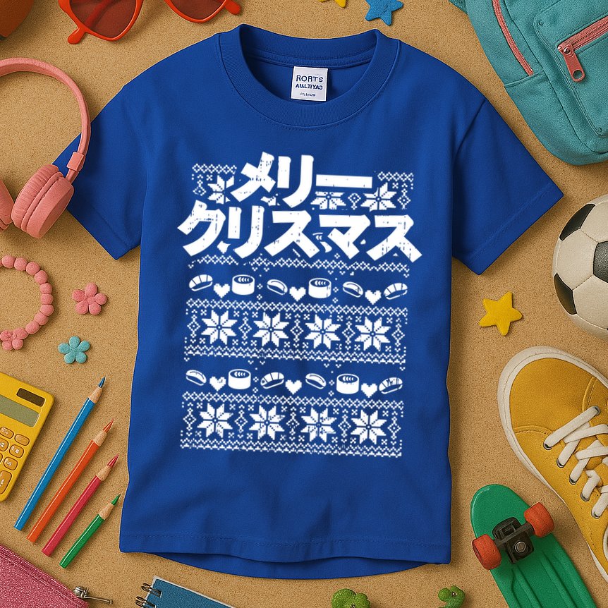 Merii Kurisumasu Ugly Christmas Gift Japanese Gift Kids T-Shirt