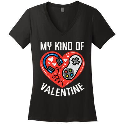 My Kind Valentine Gamer Valentines Day Gaming Women's V-Neck T-Shirt