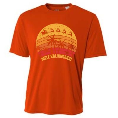 Mele Kalikimaka Vintage Christmas Santa Reindeers Hawaii Great Gift Cooling Performance Crew T-Shirt