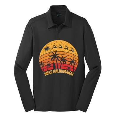 Mele Kalikimaka Vintage Christmas Santa Reindeers Hawaii Great Gift Silk Touch Performance Long Sleeve Polo