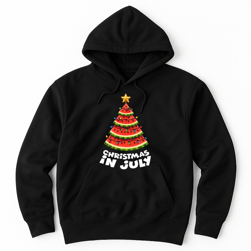 Mele Kalikimaka Water Melon Xmas Tree Christmas In July Long Sleeve Hoodie