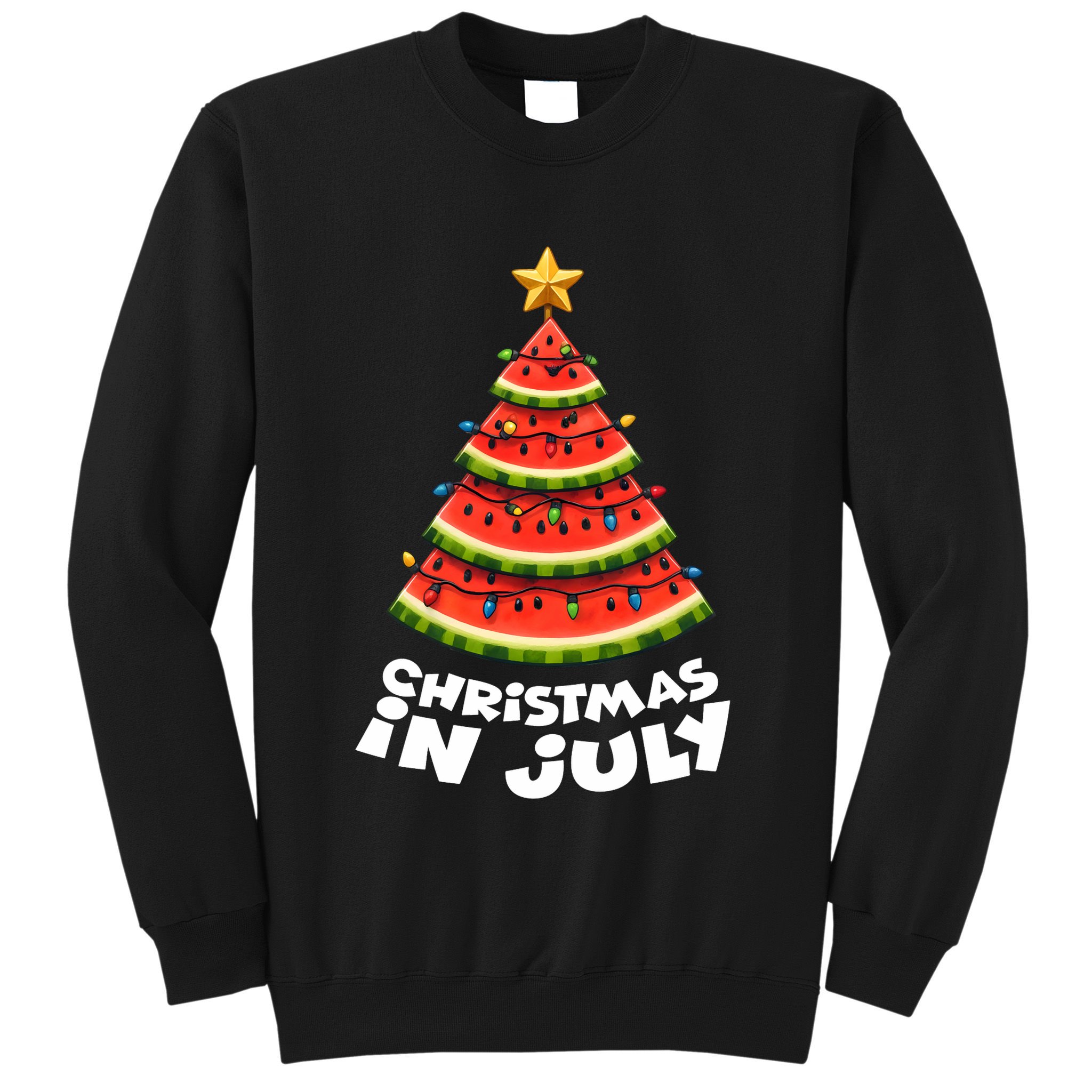 Mele Kalikimaka Water Melon Xmas Tree Christmas In July Long Sleeve Sweatshirt