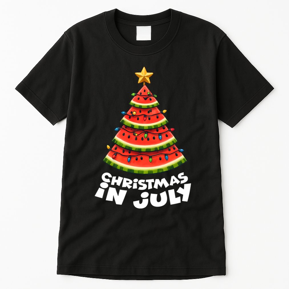 Mele Kalikimaka Water Melon Xmas Tree Christmas In July Tall T-Shirt