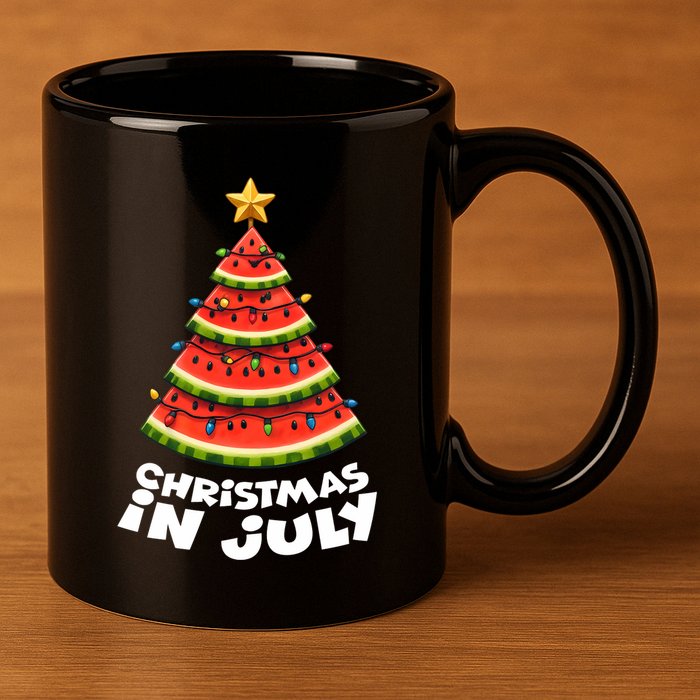 Mele Kalikimaka Water Melon Xmas Tree Christmas In July 11oz C Handle Ceramic Mug