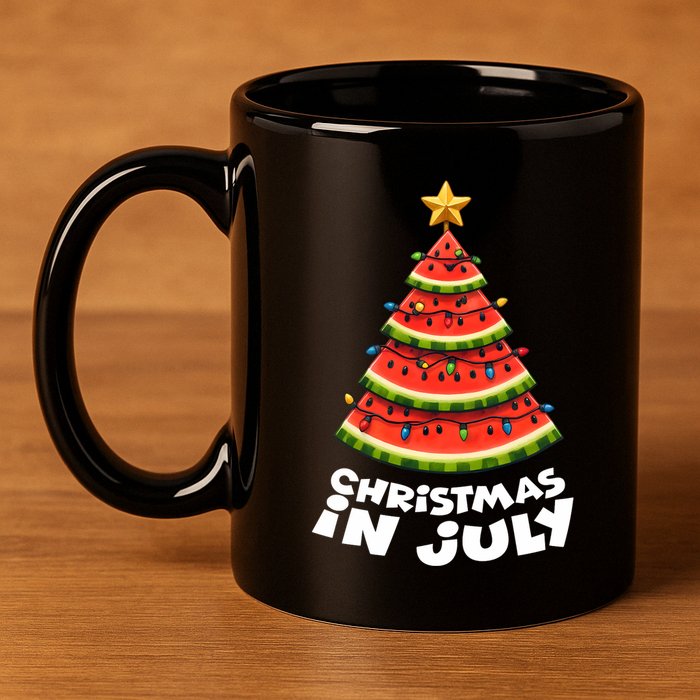 Mele Kalikimaka Water Melon Xmas Tree Christmas In July 11oz C Handle Ceramic Mug