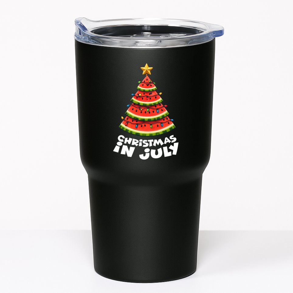 Mele Kalikimaka Water Melon Xmas Tree Christmas In July Long Sleeve Tumbler