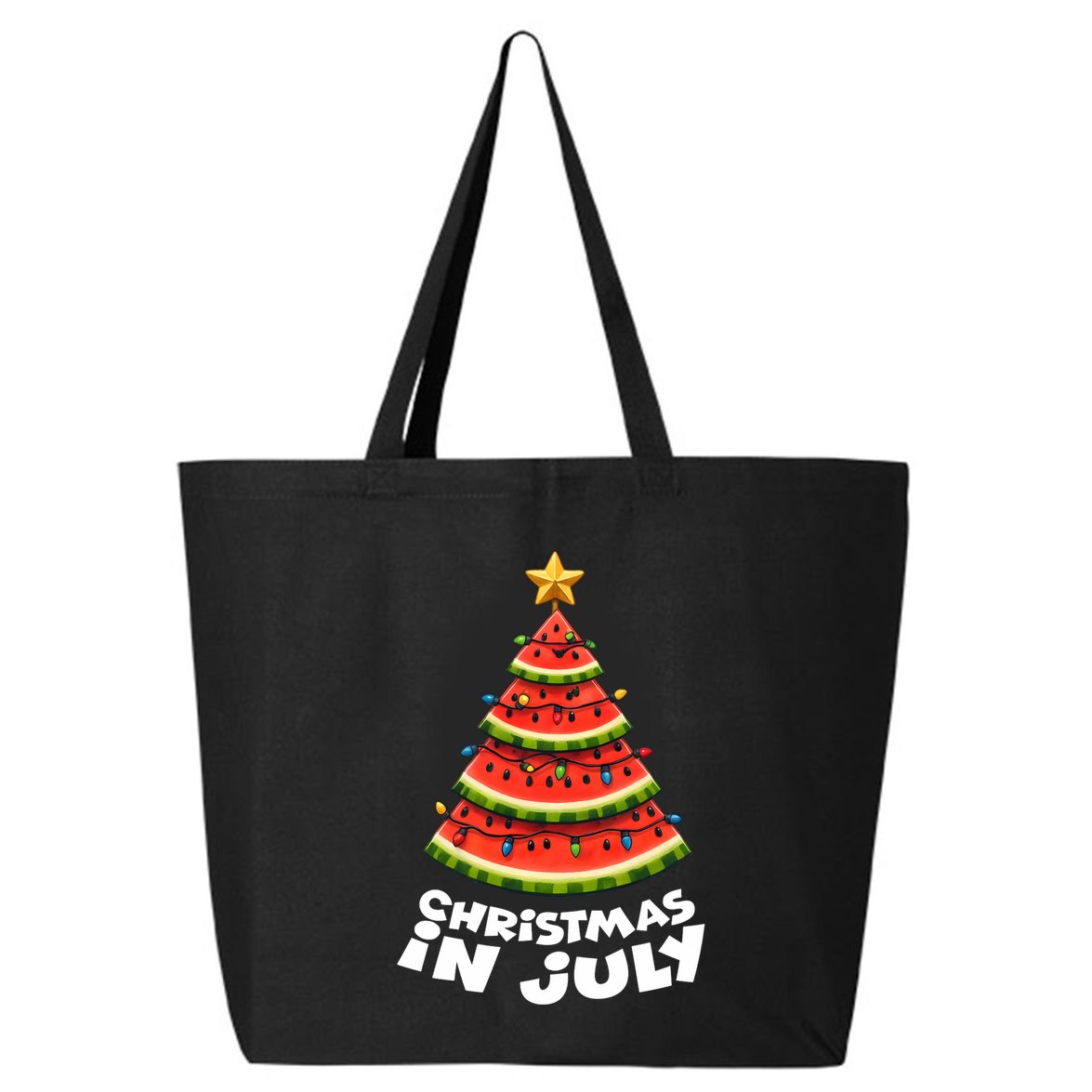 Mele Kalikimaka Water Melon Xmas Tree Christmas In July Long Sleeve 25L Jumbo Tote