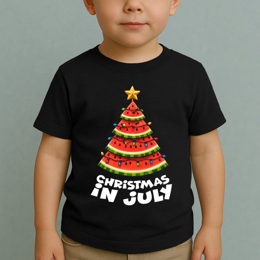 Mele Kalikimaka Water Melon Xmas Tree Christmas In July Toddler T-Shirt