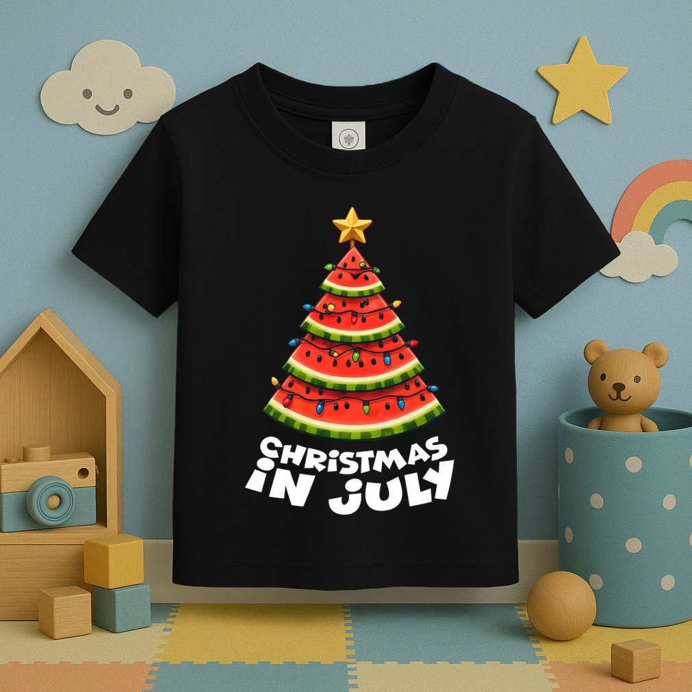 Mele Kalikimaka Water Melon Xmas Tree Christmas In July Toddler T-Shirt
